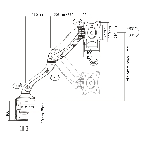 ขายึดจอคอม 1 จอทุกยี่ห้อ 13-27 นิ้ว พร้อม USB 1.8M MODEL LDT09-C012U - Image 2